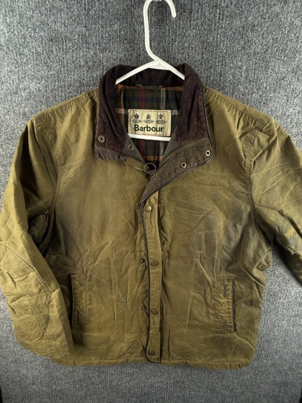 Barbour Buttermere Waxed Jacket Coat Men Full Zip Green Medium Insulated Lined